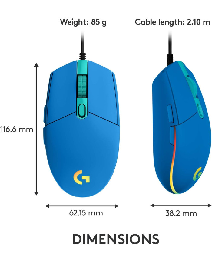 LOGITECH MOUSE GAMER LIGHTSYNC RGB 8000 DPI (G203)