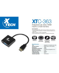 XTECH ADAPTADOR DE VIDEO HDMI A VGA (XTC-363)