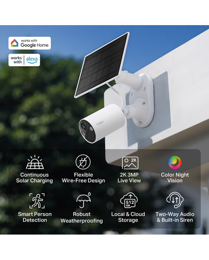 TP-LINK TAPO CAMARA DE SEGURIDAD PANEL SOLAR 3MP WIFI EXTERIOR IP65 (C410 KIT)
