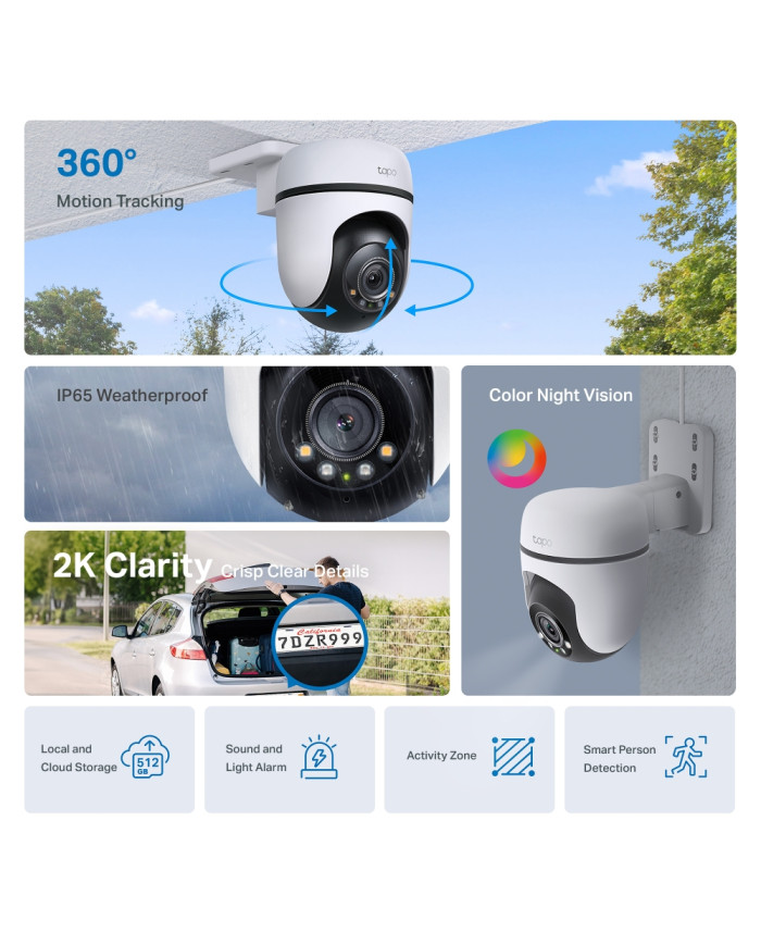 TP-LINK TAPO CAMARA DE SEGURIDAD 3MP WIFI GIRATORIA EXTERIOR IP65 (C510W)