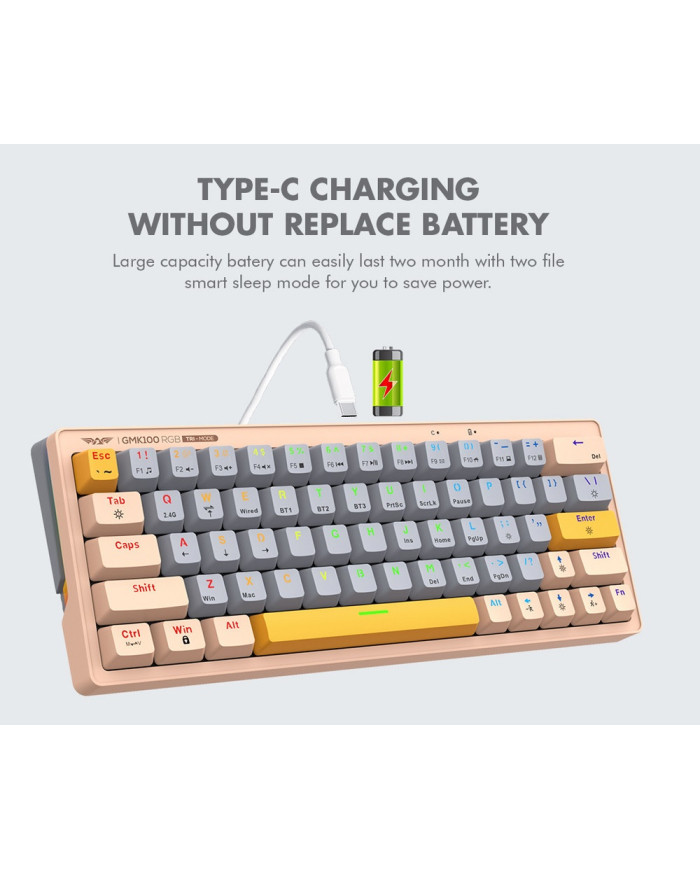 ARMAGGEDDON TECLADO MECANICO GAMER TRI-MODE 60% (GMK-100)