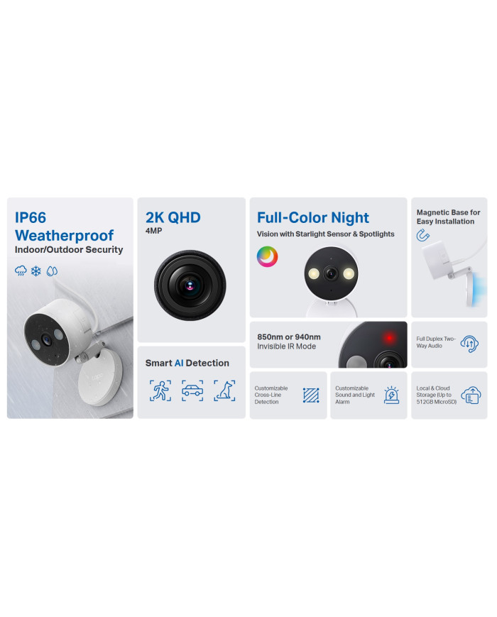 TP-LINK TAPO CAMARA DE SEGURIDAD WIFI 4MP IP66 (C120)