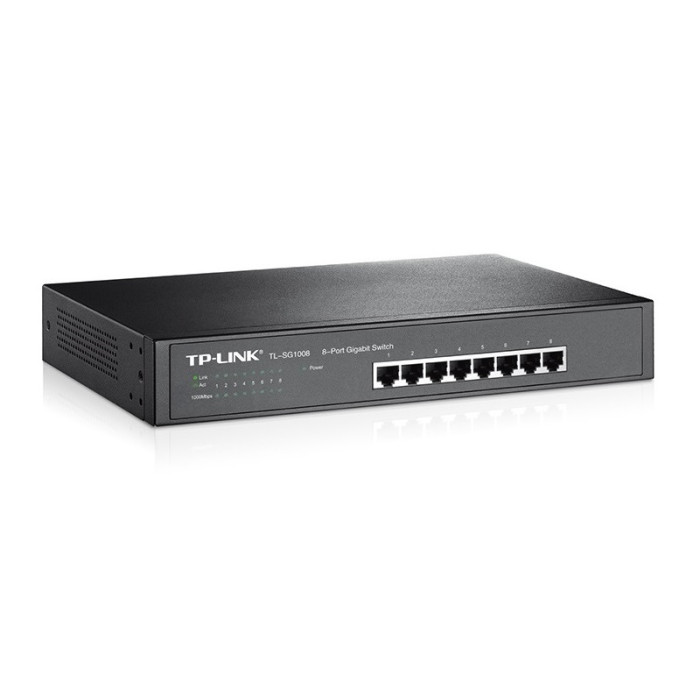 TP-LINK SWITCH 8 PUERTOS 10/100/1000Mbps RACK (TL-SG1008)
