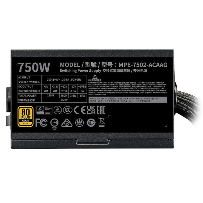 COOLER MASTER FUENTE DE PODER ATX 750W 80+ GOLD (G GOLD 750 V2))