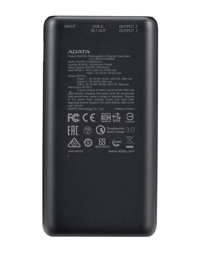 ADATA POWER BANK 20000mAh (P20000QCD)