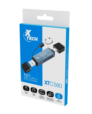 XTECH LECTOR TARJETA DE MEMORIA 2 en 1 (XTC-580)
