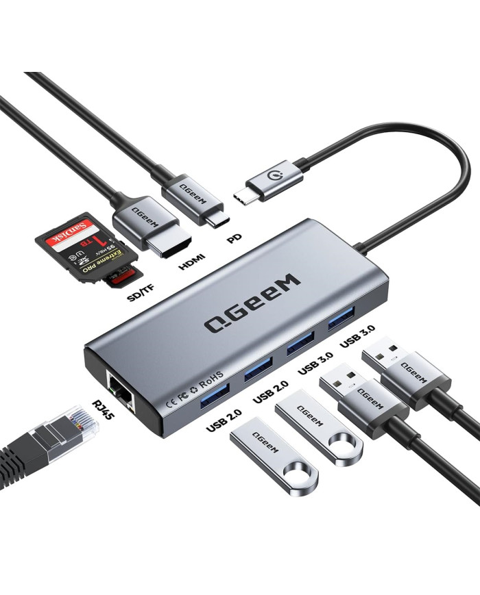 QGEEM HUB USB-C 9 EN 1 MULTIPUERTOS