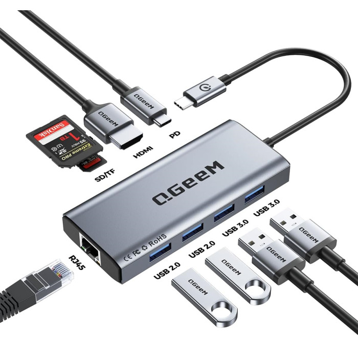 QGEEM HUB USB-C 9 EN 1 MULTIPUERTOS