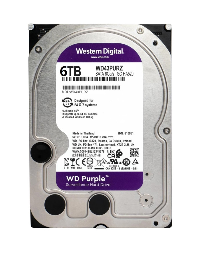 WD DISCO DURO 6TB HDD PURPLE 3.5" SATA