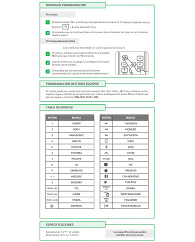 STEREN CONTROL REMOTO UNIVERSAL 4 en 1 (RM-260)