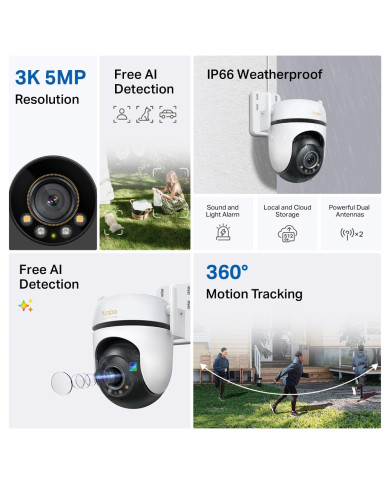 TP-LINK TAPO CAMARA DE SEGURIDAD WIFI/LAN 5MP GIRATORIA EXTERIOR (C530WS)