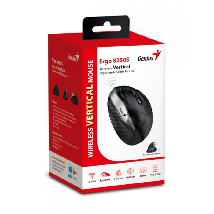 GENIUS MOUSE ERGONOMICO INALAMBRICO (ERGO 8250S)