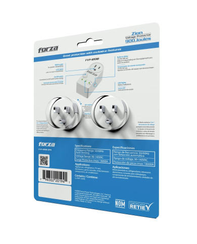 FORZA PROTECTOR DE VOLTAJE 15A CON TEMPORIZADOR 2*PACK (FVP-1201B)