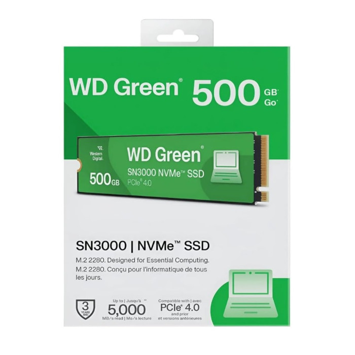 WD GREEN DISCO SOLIDO 500GB M.2 NVMe PCIe Gen4 (SN3000)