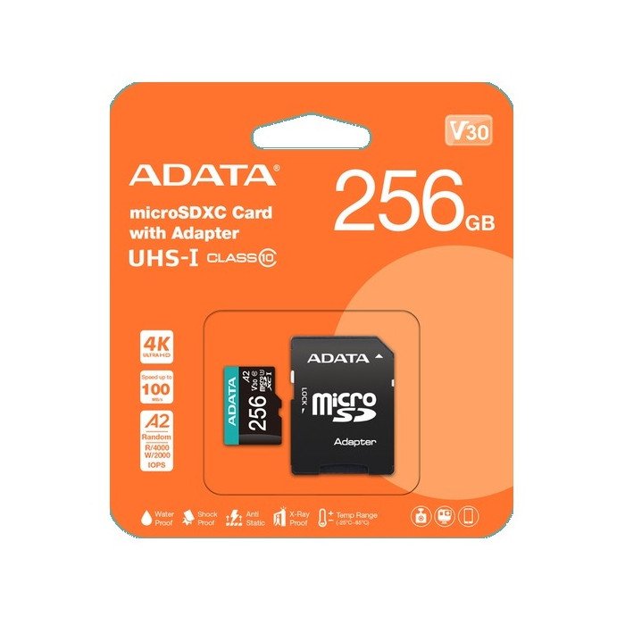 ADATA TARJETA DE MEMORIA PREMIER PRO MICROSD 256GB V30 A2 4K