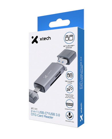 XTECH LECTOR TARJETA DE MEMORIA 2 en 1 (XTC-581)