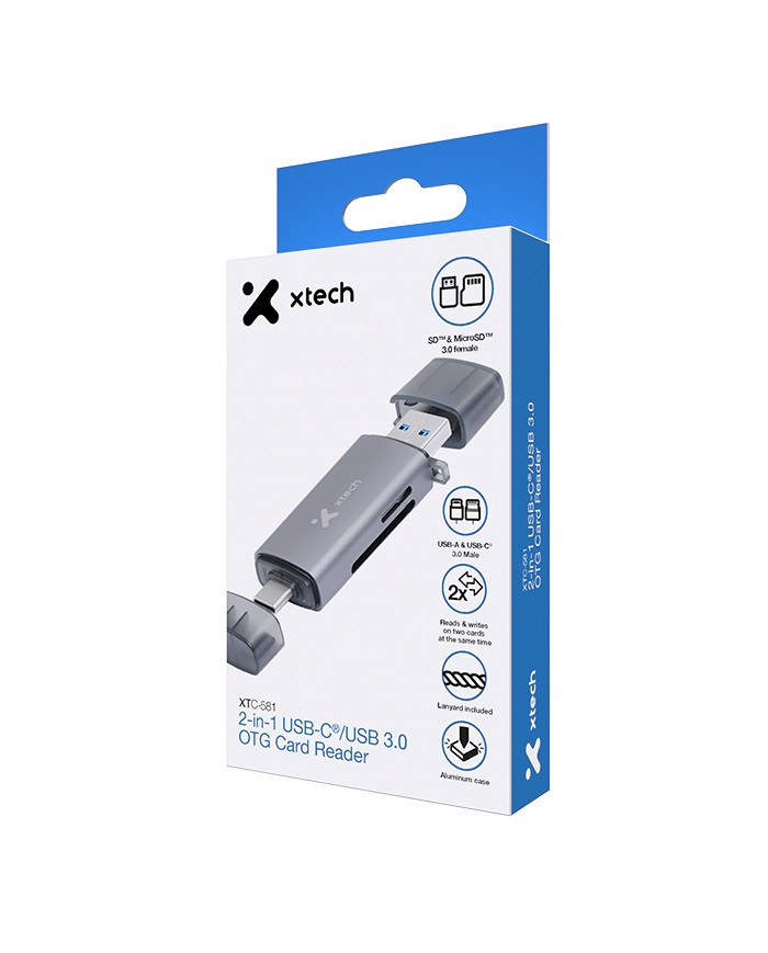 XTECH LECTOR TARJETA DE MEMORIA 2 en 1 (XTC-581)
