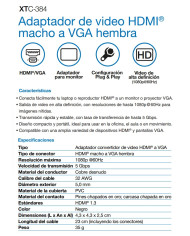 XTECH ADAPTADOR DE VIDEO HDMI A VGA (XTC-384)