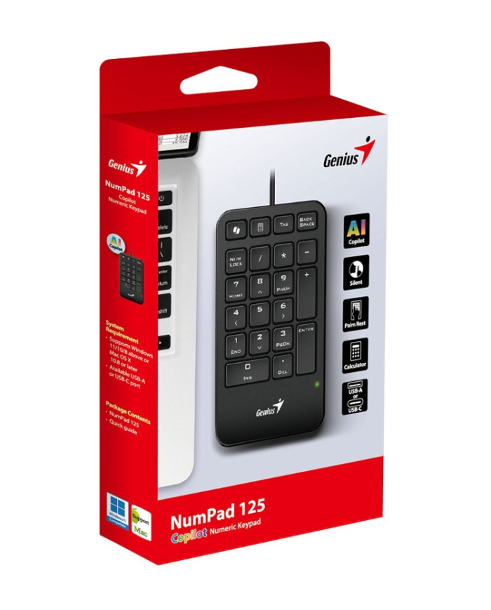 GENIUS TECLADO NUMERICO USB (NUMPAD 125)