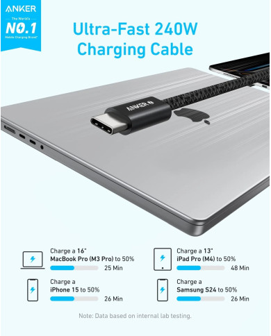 ANKER CABLE DATOS & CARGA 240W USB-C a USB-C 2MT (A8060H22)