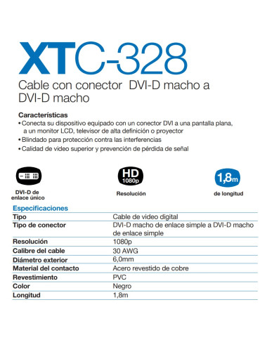 XTECH CABLE DE VIDEO DVI a DVI (XTC-328)