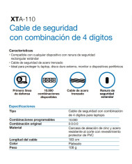 XTECH CABLE DE SEGURIDAD CON COMBINACION (XTA-110)
