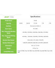 ACER DISCO SOLIDO 256GB M.2 NVMe PCIe Gen3 (FA100)