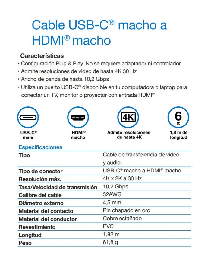 XTECH ADAPTADOR MHL USB-C a HDMI (XTC-546)