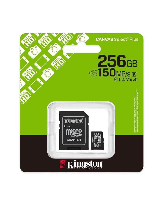 KINGSTON TARJETA DE MEMORIA MICROSD 256GB A1 V10 150MB/s