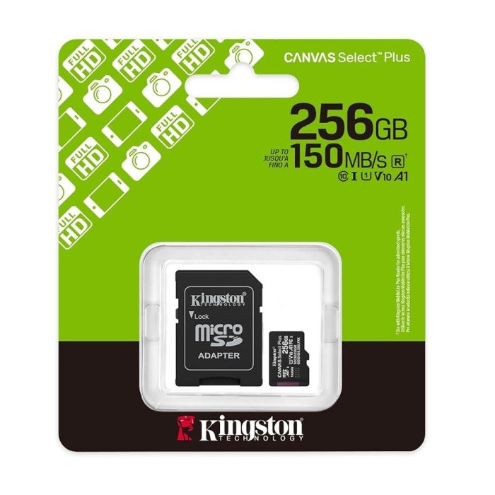 KINGSTON TARJETA DE MEMORIA MICROSD 256GB A1 V10 150MB/s
