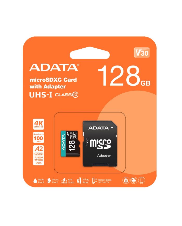 ADATA TARJETA DE MEMORIA MICROSD 128GB V30 A2 4K