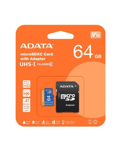 ADATA TARJETA DE MEMORIA MICROSD 64GB V10 A1 100MB/s