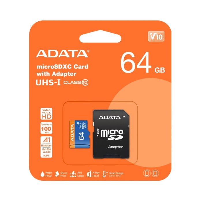 ADATA TARJETA DE MEMORIA MICROSD 64GB V10 A1 100MB/s