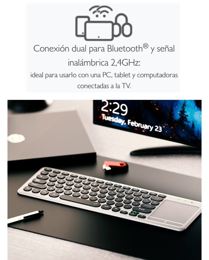 KLIPXTREME TECLADO + TOUCHPAD DUAL INALAMBRICO & BT (KCK-550)