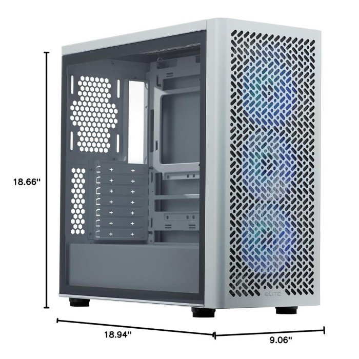 COOLER MASTER CASE GAMER BLANCO ATX VIDRIO 3xARGB (ELITE 502)