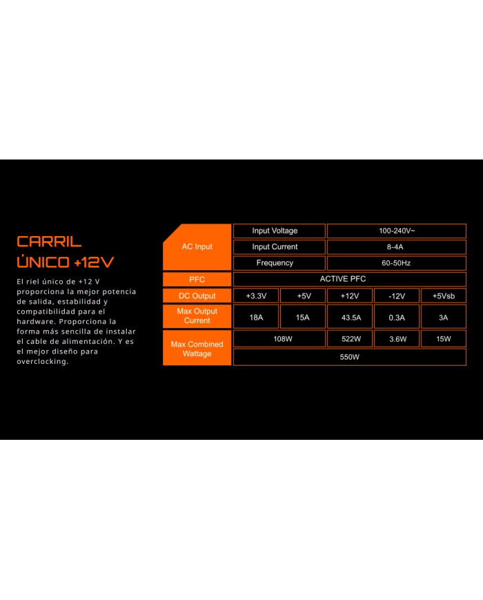 GIGABYTE FUENTE DE PODER ATX 550W 80+ BRONZE (P550B)